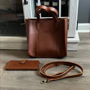 Portland Leather Tan Crossbody Set